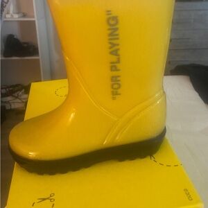 Yellow Rain Boots with Black Soles